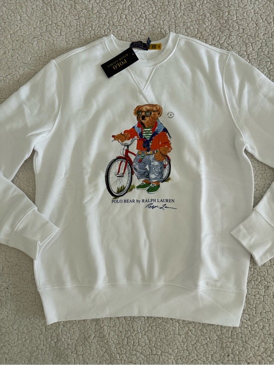 Ralph Lauren Other - New men’s Polo Ralph Lauren Sz M White Crewneck with Polo Bear Bicycle